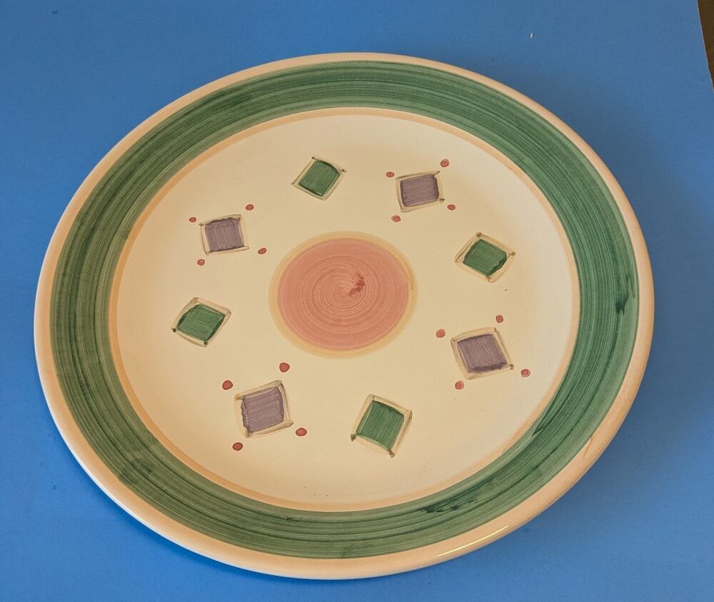 Caleca Italy Fiorito 14" Round Platter Chop Plate Hand Painted Sicily Pottery